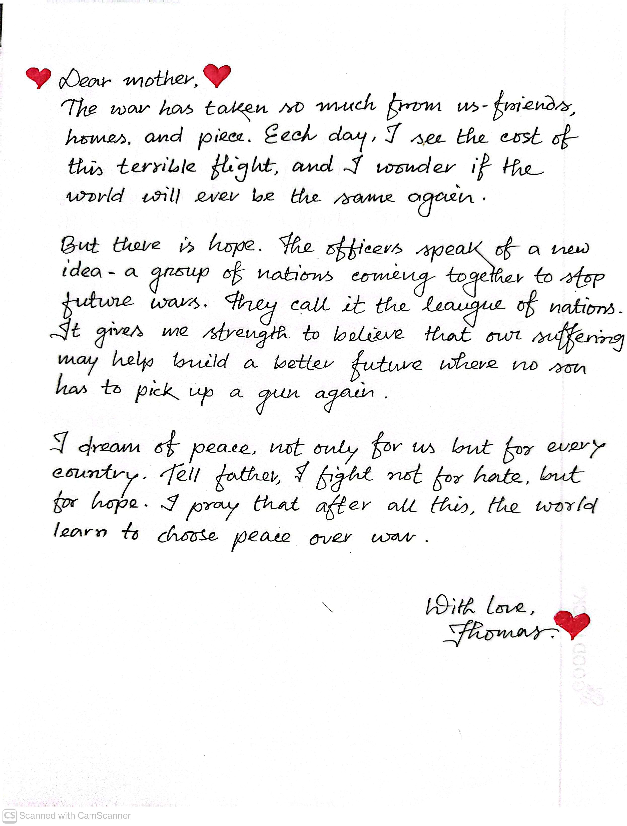 Custom handwritten letter sample